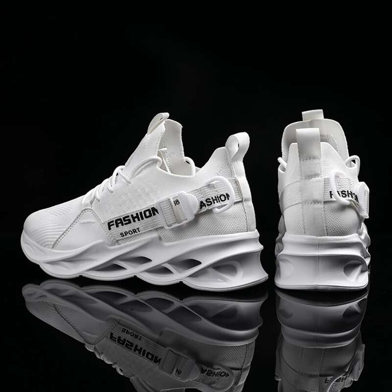 

Guys Buckle Decor Lace-up Sneakers, White