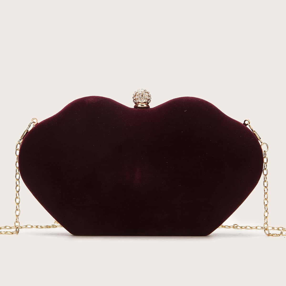 

Velvet Lips Design Box Bag, Burgundy