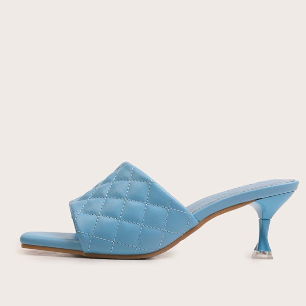 

Quilted Sculptural Heeled Mules, Blue
