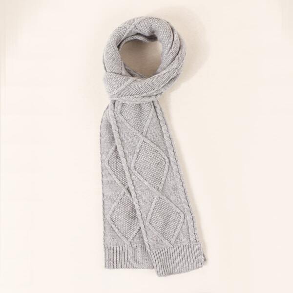 

Men Geo Pattern Knit Scarf, Grey
