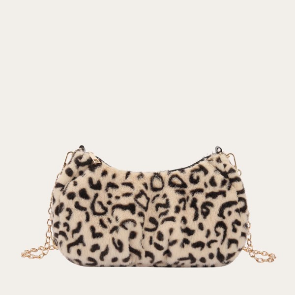 

Leopard Faux Fur Chain Bag, Multicolor