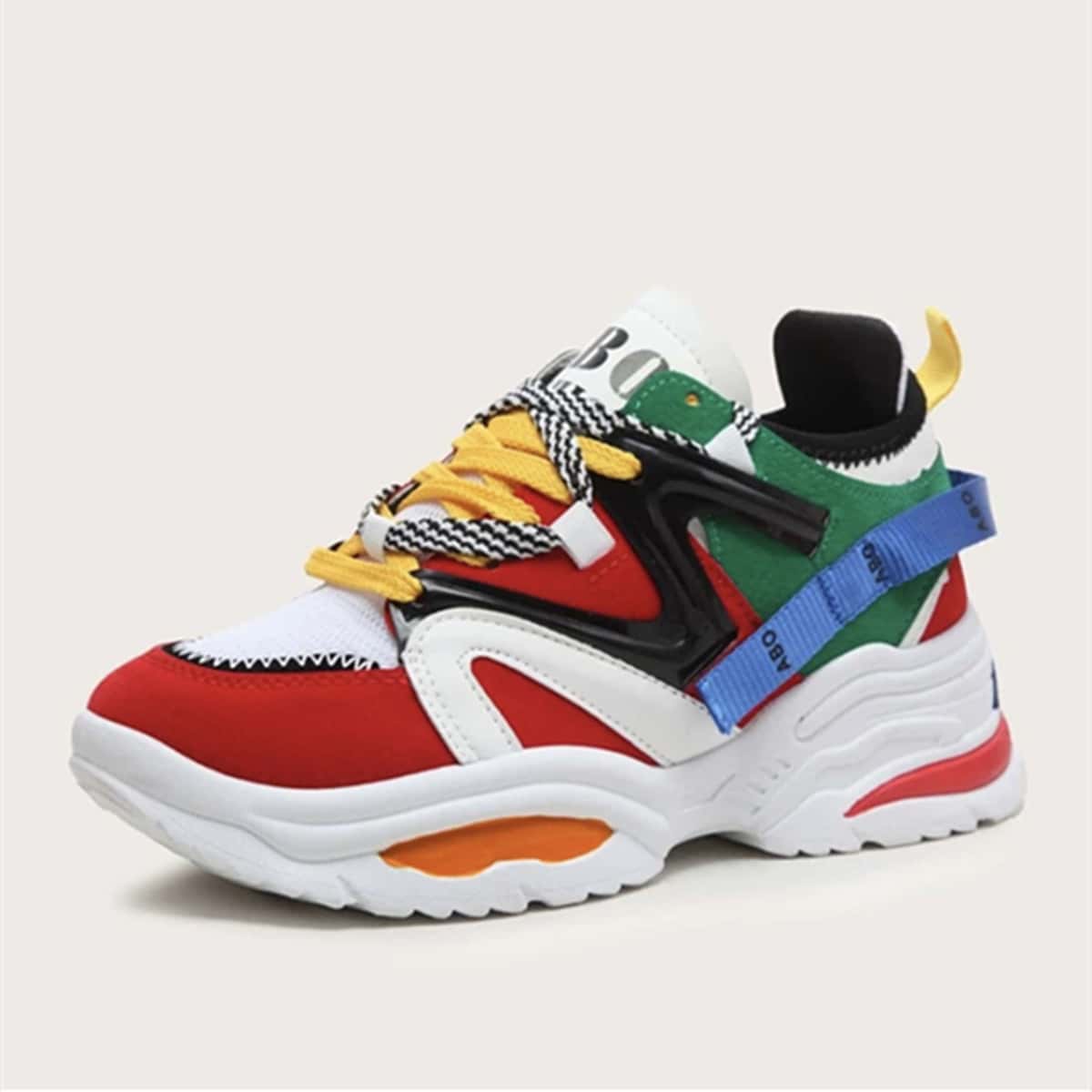 

Colorblock Lace-up Chunky Sneakers, Multicolor