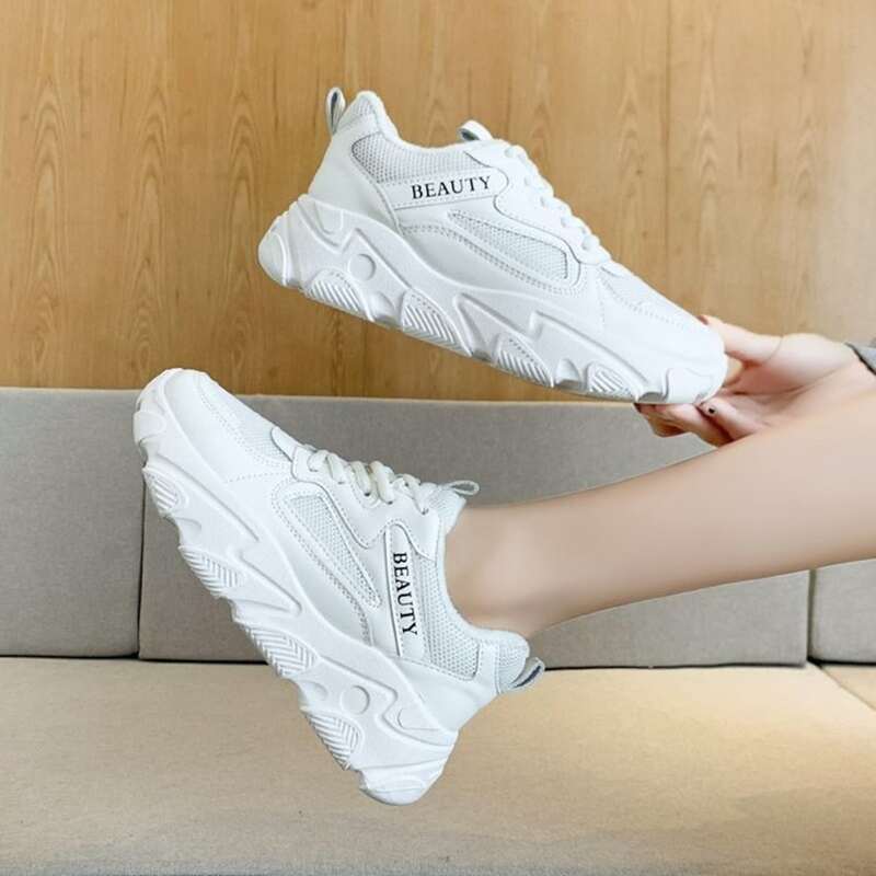 

Letter Lace-up Chunky Sneakers, White