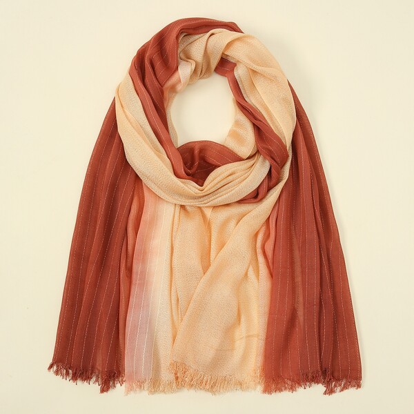 

Color Block Raw Hem Scarf, Multicolor