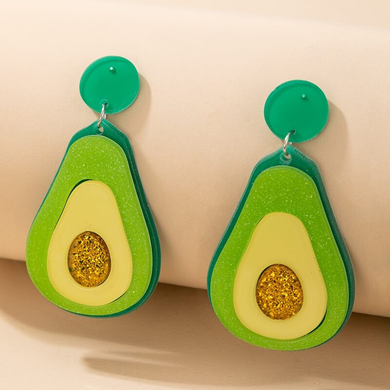 

Glitter Avocado Drop Earrings, Multicolor