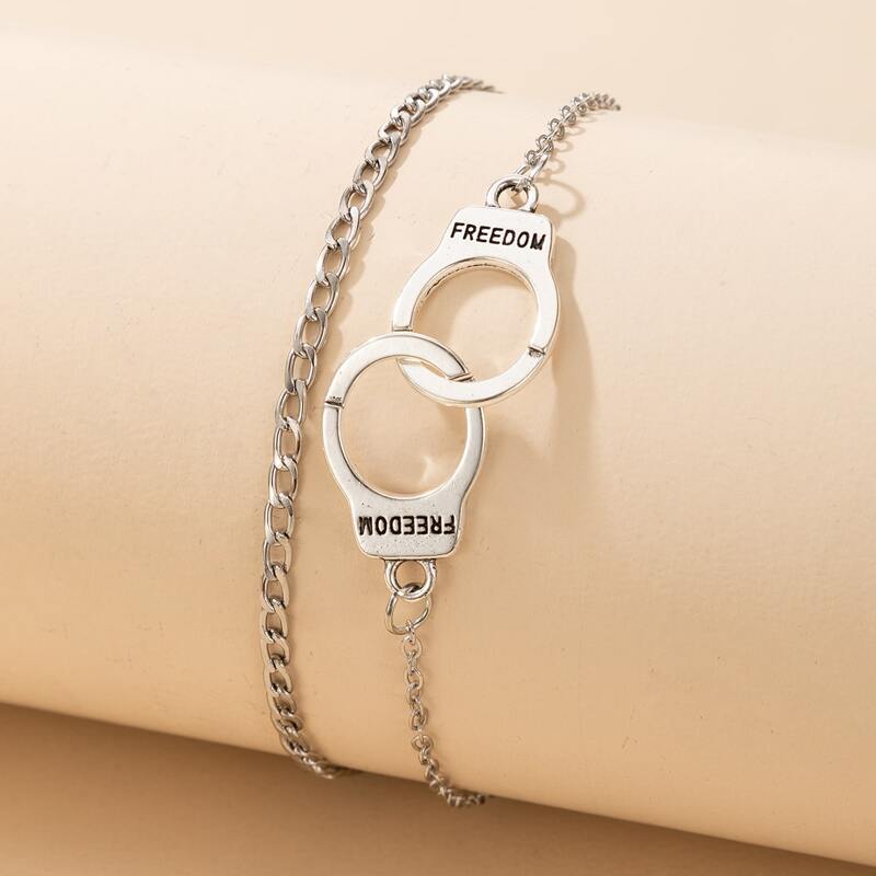 

Handcuffs Chain Anklet, Silver