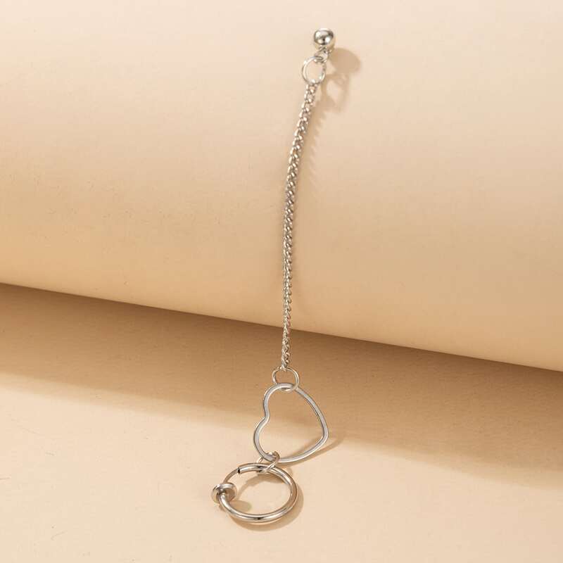 

1pc Heart & Ring Ear Cuff, Silver