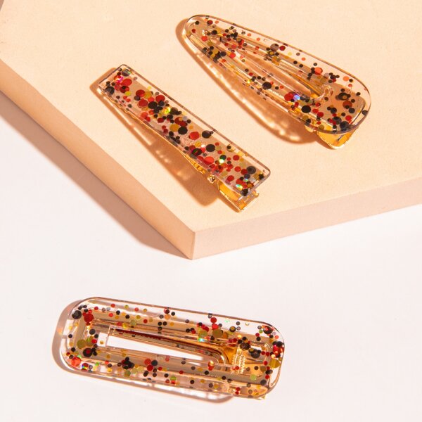 

3pcs Acrylic Hair Clip, Multicolor