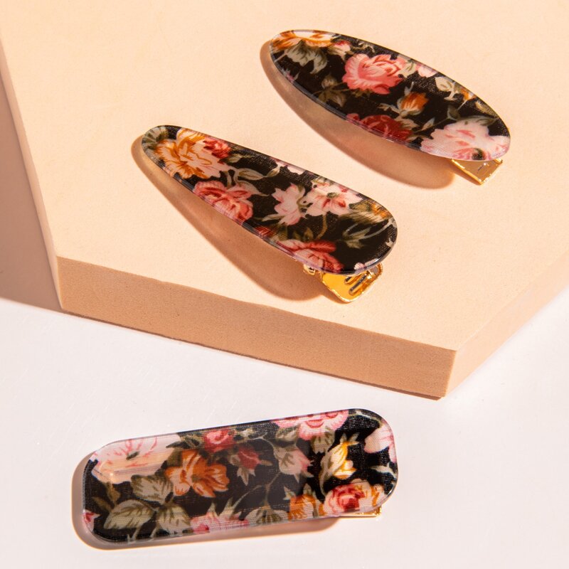 

3pcs Flower Pattern Hair Clip, Multicolor