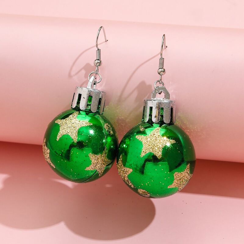 

Christmas Ball Drop Earrings, Green