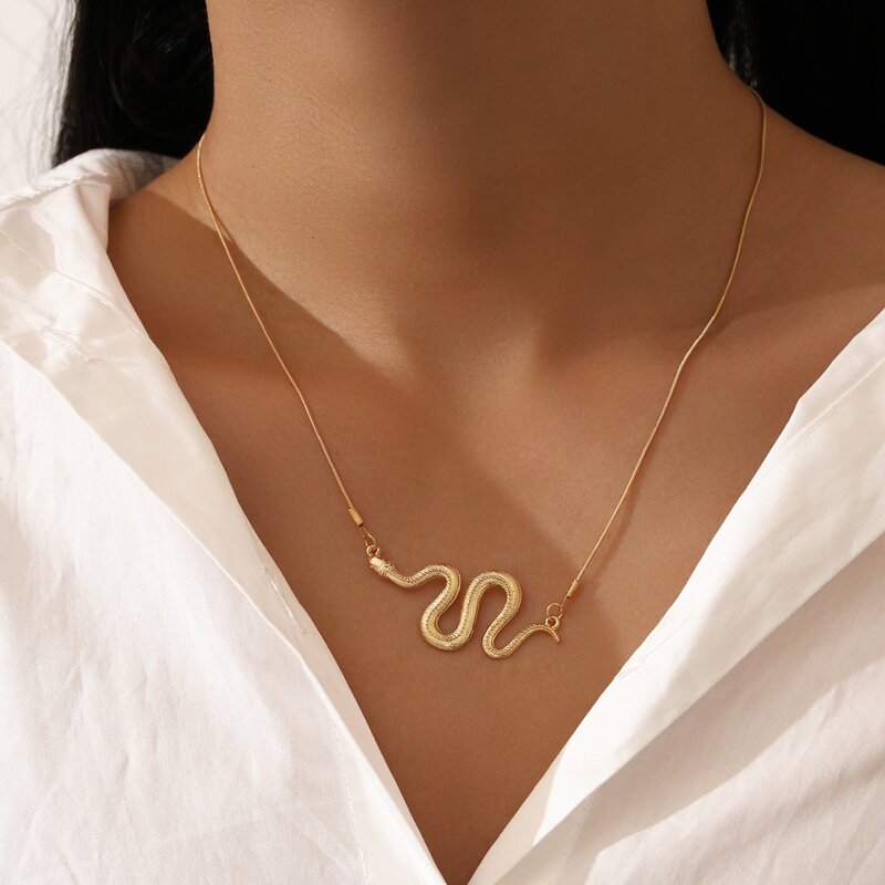 

Snake Pendant Necklace, Gold
