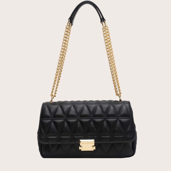 

Quilted Flap Chain Shoulder Bag, Black