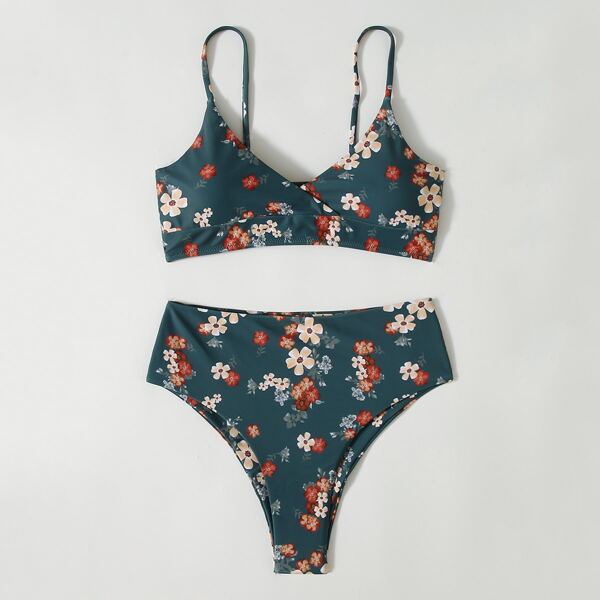 

Floral High Waisted Bikini Swimsuit, Multicolor