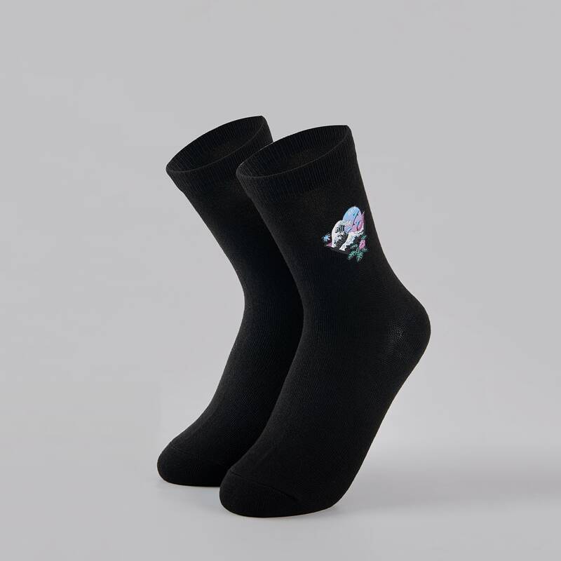 

ROMWE X Vincenttrinidadart Wave Crew Socks, Black