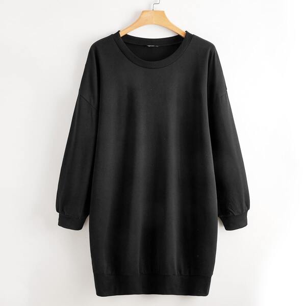 

Plus Rhinestone Skull Back Sweatshirt Dress, Black