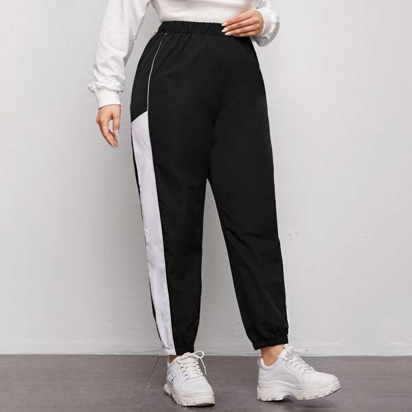 

Plus Color Block Sweatpants, Black