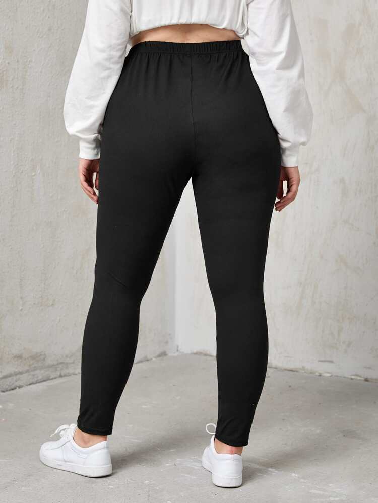Plus Knot Front Solid Leggings
