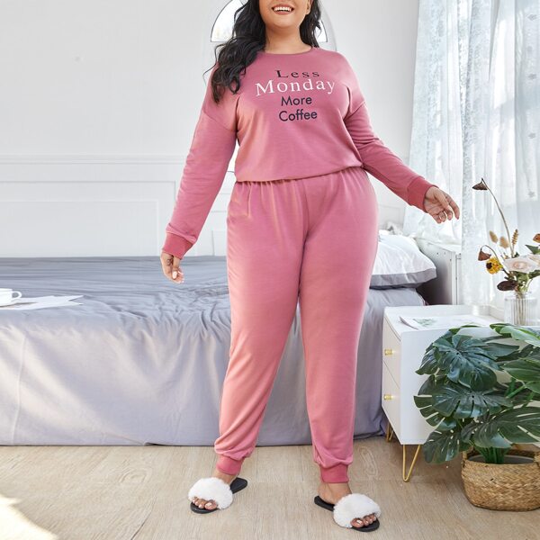

Plus Slogan Graphic Top & Pants PJ Set, Dusty pink