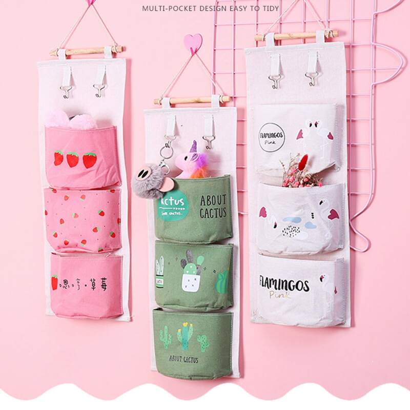 

Random 1pc Cartoon 3-Pocket Wall Hanging Bag, Multicolor