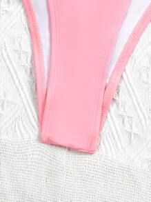 Summer Chain Linked Tie Side Bikini Thong - Baby Pink - View 5