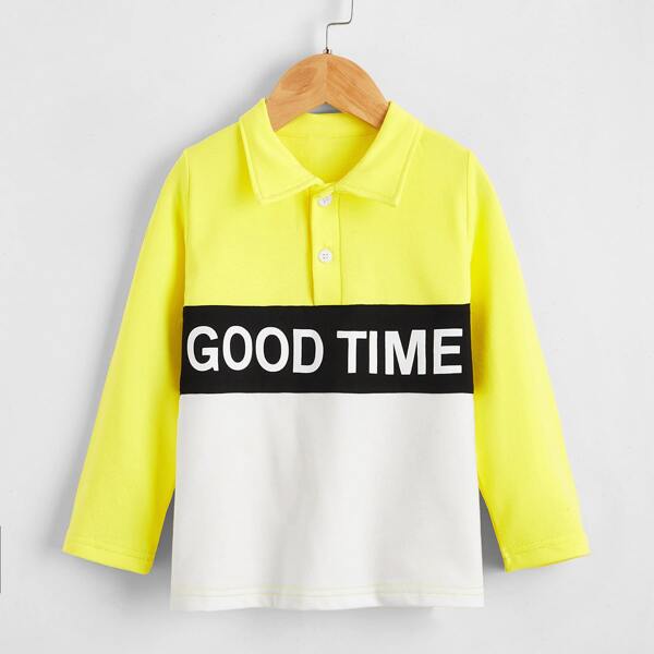 

Toddler Boys Cut And Sew Slogan Graphic Polo Shirt, Multicolor