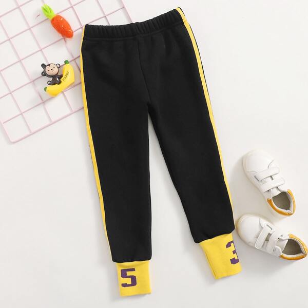 

Toddler Girls Side Striped Letter Graphic Sweatpants, Black
