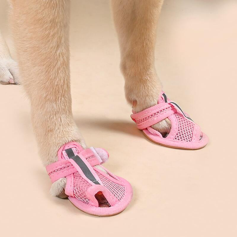 

4pcs Breathable Dog Shoes, Pink