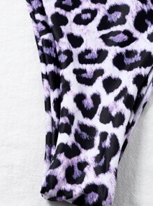 Conjunto de bikini envolvente con estampado de leopardo y lazos en los laterales para la playa del verano - Multicolor - Ver 5