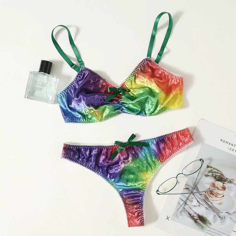 

Tie Dye Velvet Lingerie Set, Multicolor