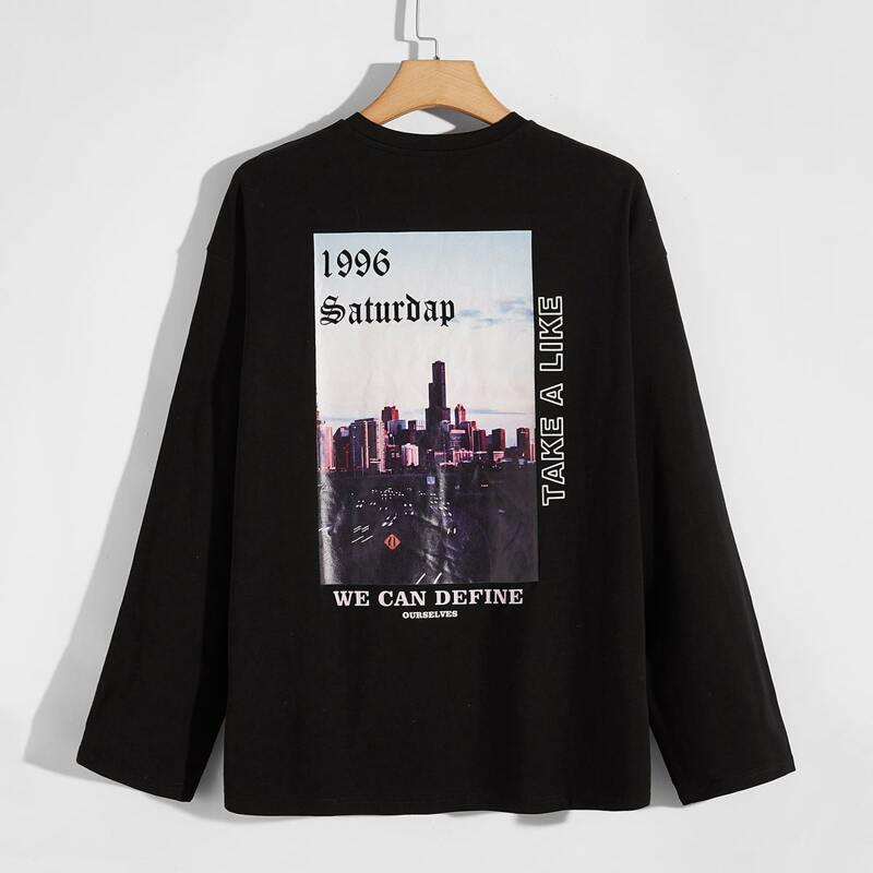 

Men Letter Graphic Tee, Black