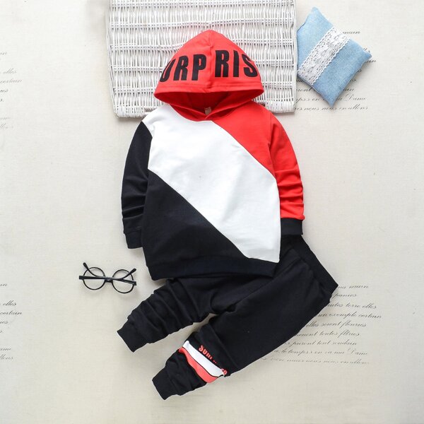 

Toddler Boys Color-block Letter Graphic Hoodie & Sweatpants, Multicolor