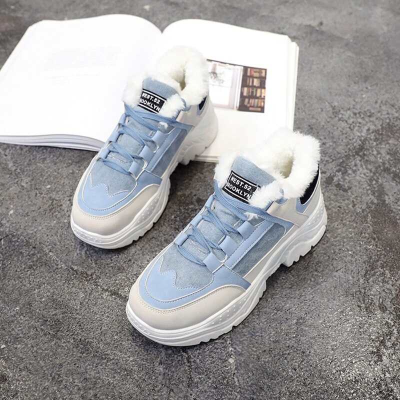 

Faux Fur Lined Chunky Sneakers, Blue