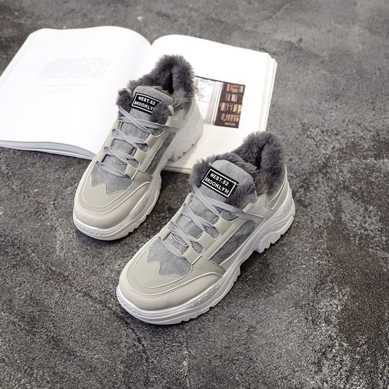 

Faux Fur Lined Chunky Sneakers, Grey