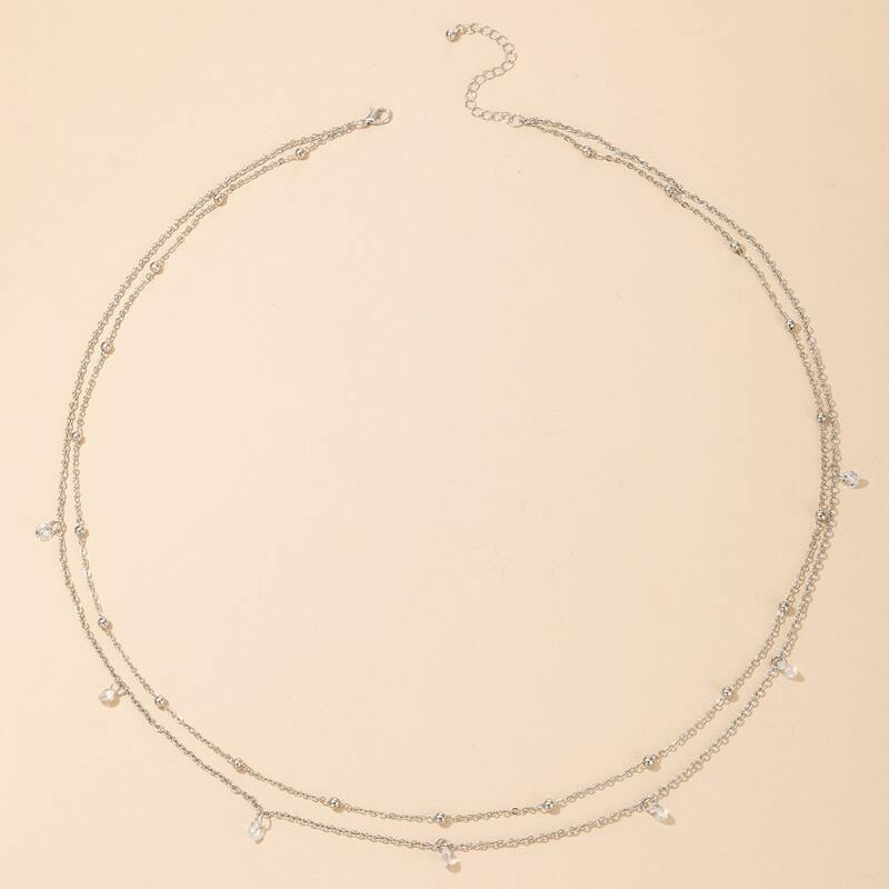 

Crystal Charm Layered Waist Chain, Silver