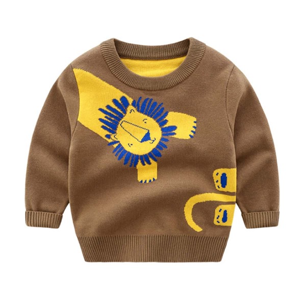 

Toddler Boys Cartoon Pattern Sweater, Mocha brown