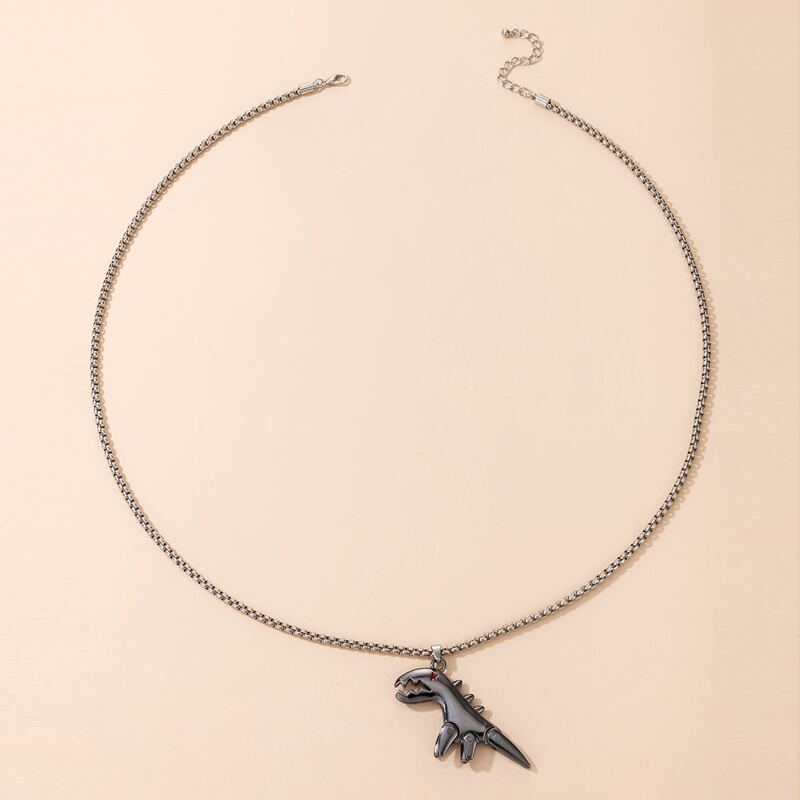 

Guys Dinosaur Pendant Necklace, Silver