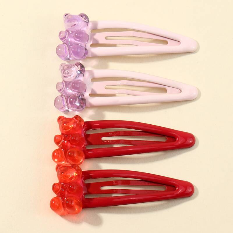 

4pcs Clear Bear Hair Clip, Multicolor