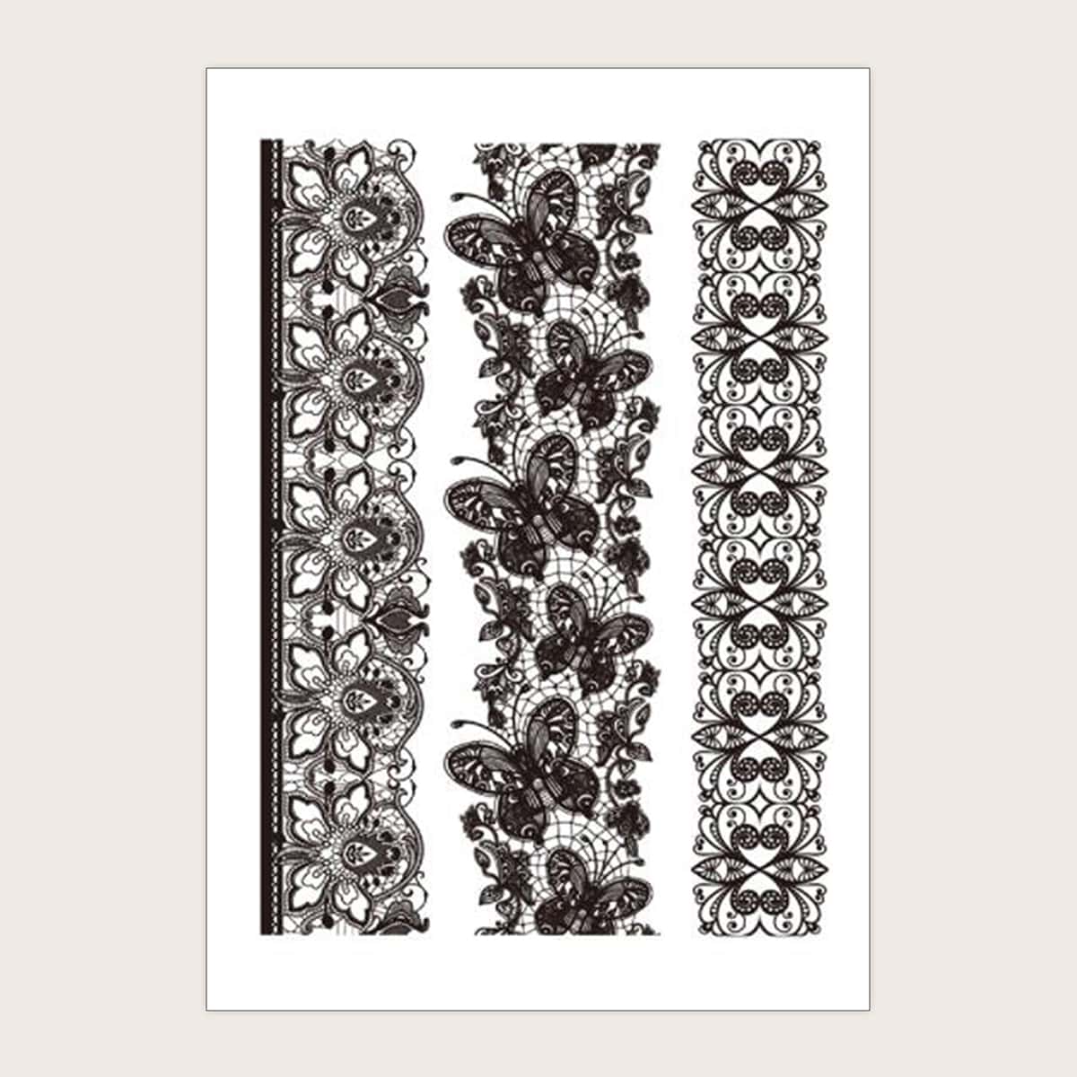 

1sheet Butterfly Pattern Tattoo Sticker, Black