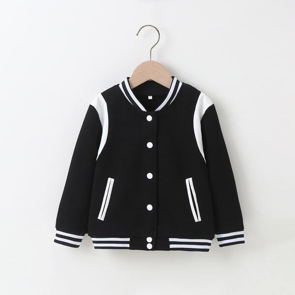 

Toddler Boys Two Tone Bomber Jacket, Black