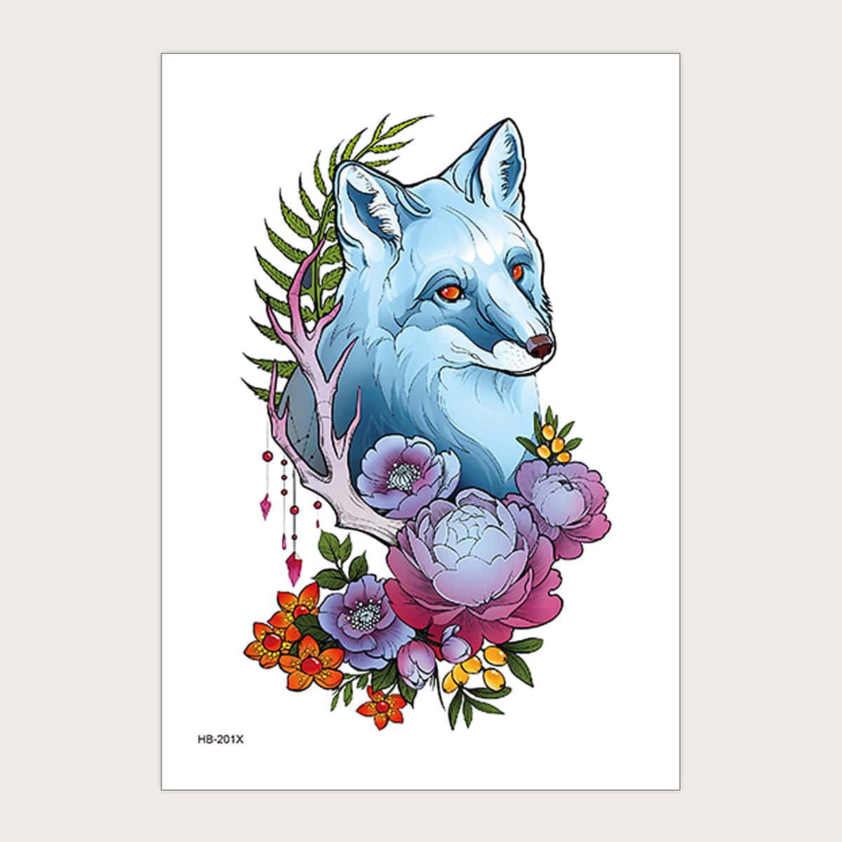 

1sheet Flower & Fox Pattern Tattoo Sticker, Multicolor