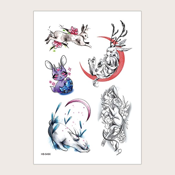 

1sheet Rabbit Pattern Tattoo Sticker, Multicolor