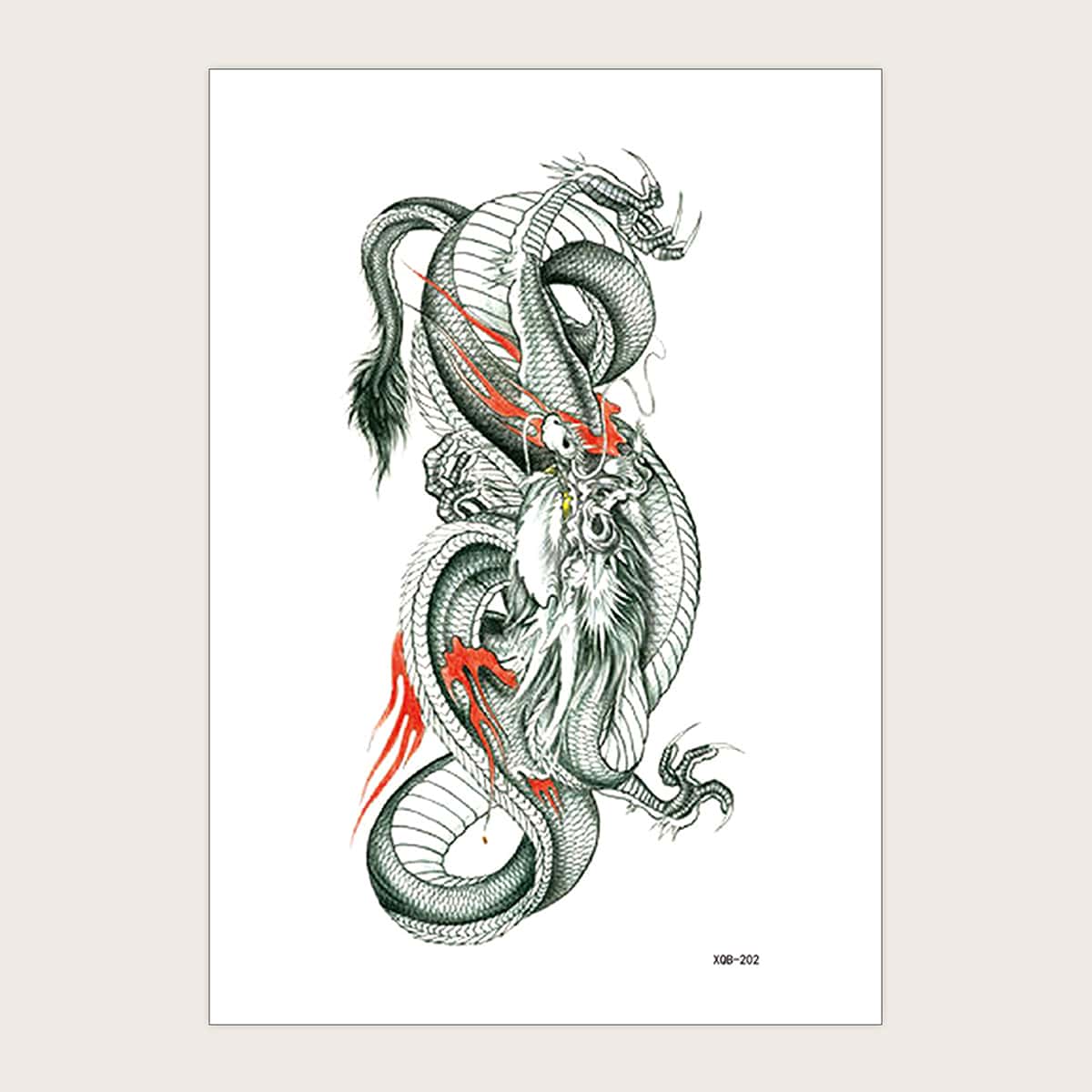 

1sheet Chinese Dragon Pattern Tattoo Sticker, Multicolor