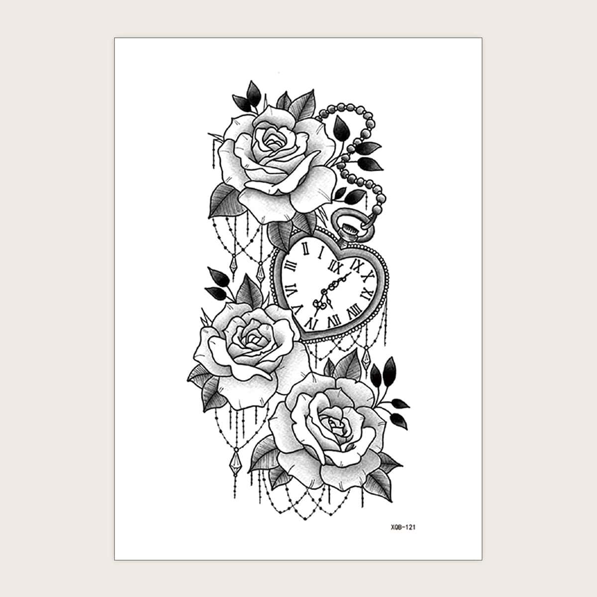 

1sheet Flower Pattern Tattoo Sticker, Black