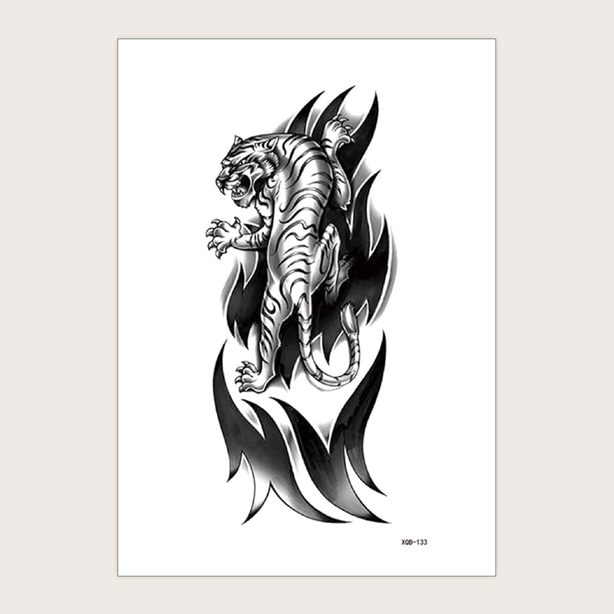 

1sheet Tiger Pattern Tattoo Sticker, Black