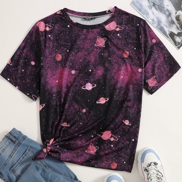 

Galaxy Print Short Sleeve Tee, Multicolor