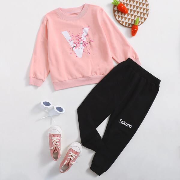 

Toddler Girls Sakura Print Sweatshirt & Sweatpants, Multicolor