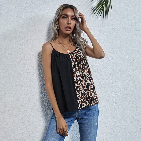 

Graphic Print Spliced Cami Top, Multicolor