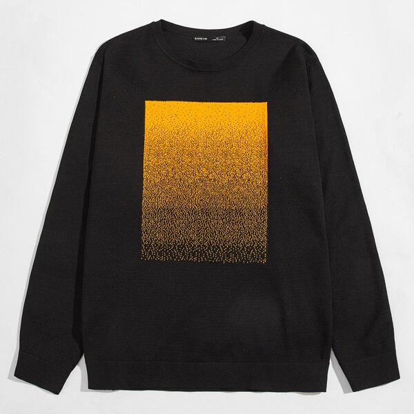 

Men Colorblock Pattern Sweater, Black