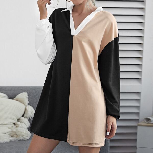 

Colorblock Drop Shoulder Longline Sweatshirt, Multicolor