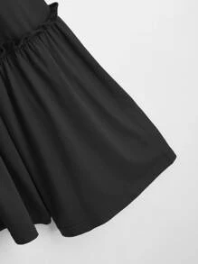 SHEIN LUNE Plus Criss Cross Front Frill Trim Peplum Blouse